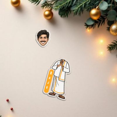 Personalized South Indian Traditional Man Funny Face Caricature with Moving Head Feature for Living Room Car Dashboard Home Decor Office Desk & Gifting